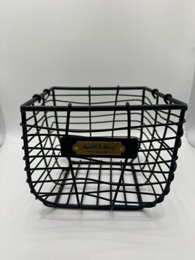 Hearth & Hand Black Metal Wire Storage Basket with Brass Accent